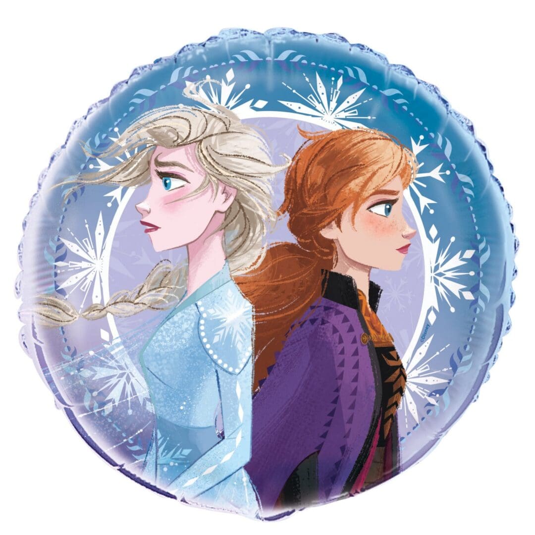 Elsa and Anna back-to-back on round balloon