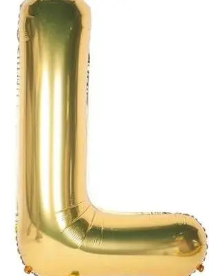 Gold balloon shaped like the letter L.