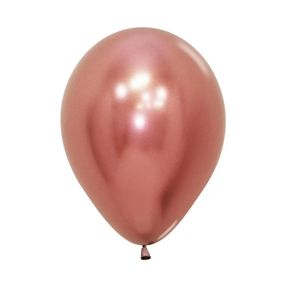 A shiny rose gold balloon isolated on white background.