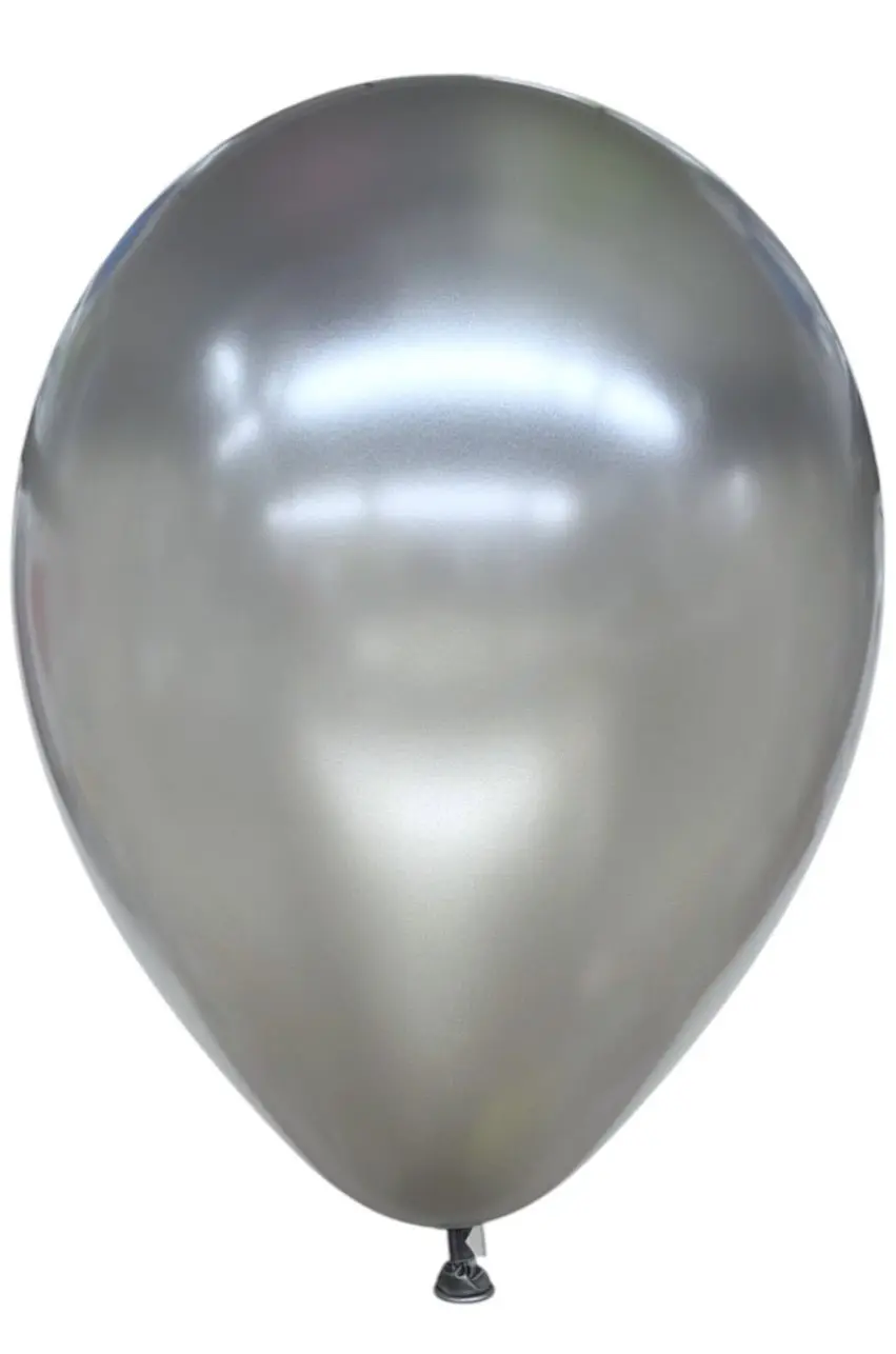 A shiny silver balloon with reflective surface.