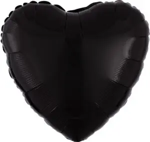 A black heart-shaped balloon.