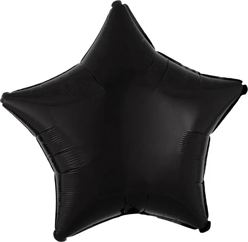 A black star-shaped balloon with a shiny surface.