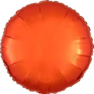 A shiny red-orange round balloon with a smooth surface.