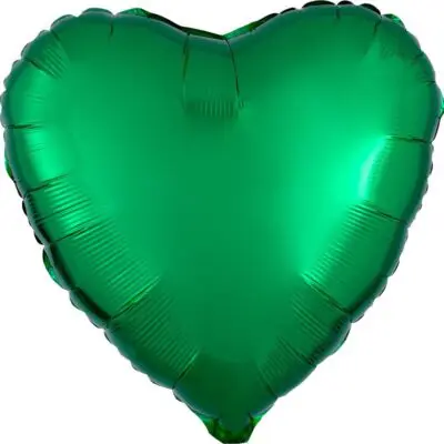 A shiny green heart-shaped balloon.