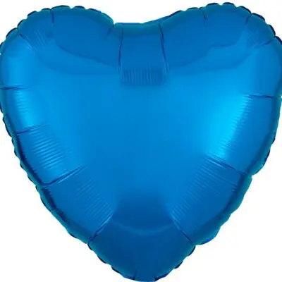 Blue heart-shaped balloon with a shiny surface.