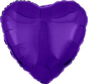 Shiny purple heart-shaped foil balloon.