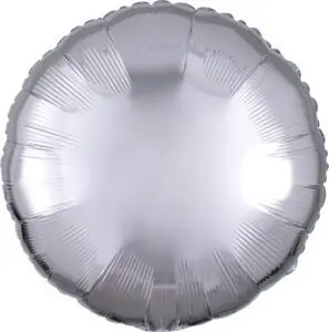 A shiny silver metallic balloon with a round shape.