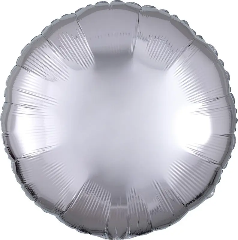 A shiny silver metallic balloon with a round shape.