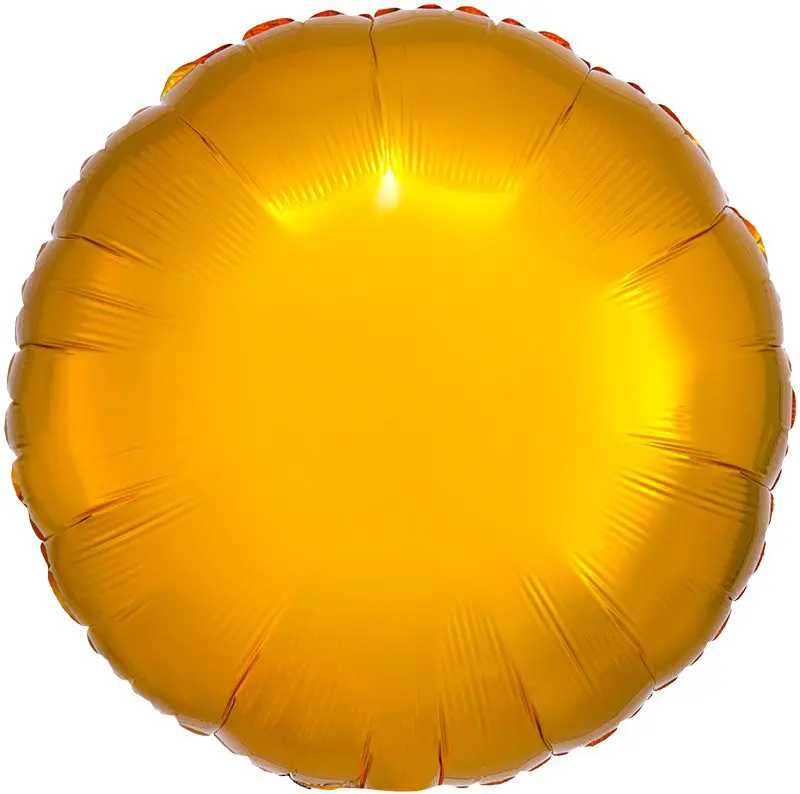 A shiny gold foil balloon in a circular shape.