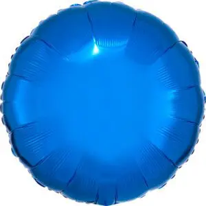 A shiny blue round balloon with a smooth surface.