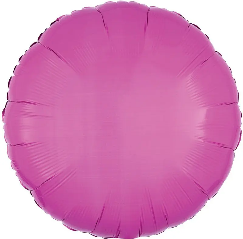 A round, pink, inflated balloon against a white background.