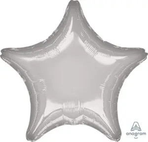 A silver star-shaped foil balloon.
