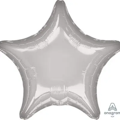 A silver star-shaped foil balloon.