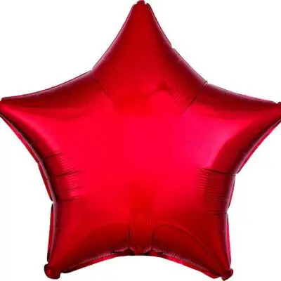 A shiny red star-shaped balloon.