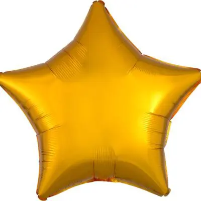 A shiny gold star-shaped balloon.