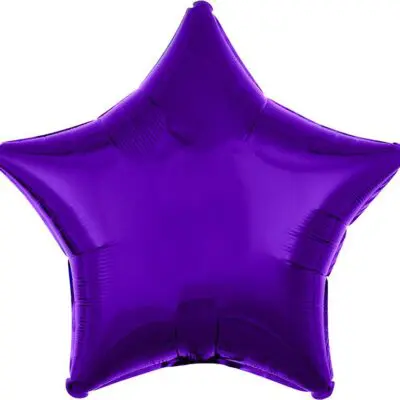 A shiny purple star-shaped balloon.