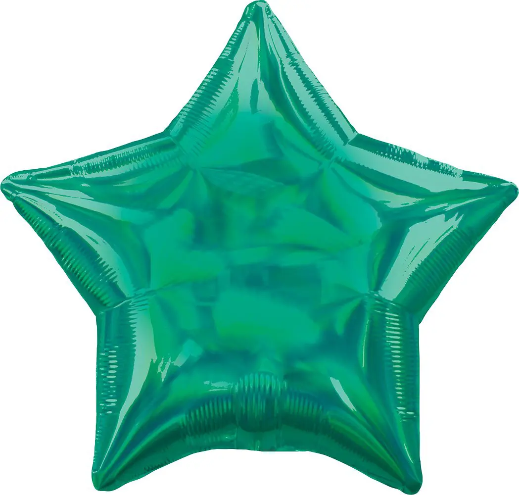 A shiny green star-shaped balloon.