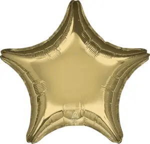 A shiny gold star-shaped balloon.