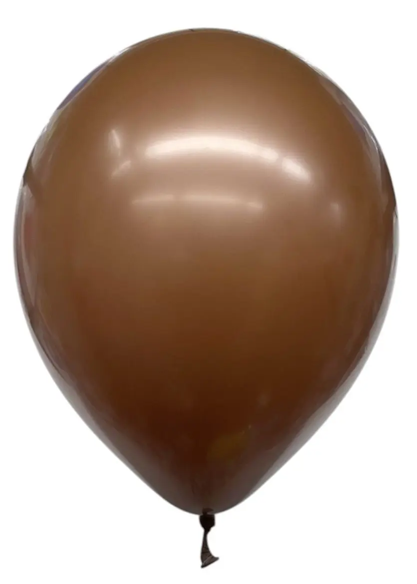 A shiny brown balloon inflated with air.