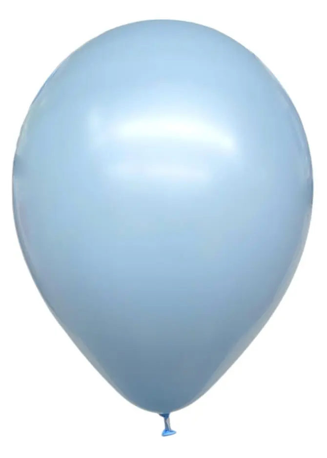 A single light blue balloon on a white background.