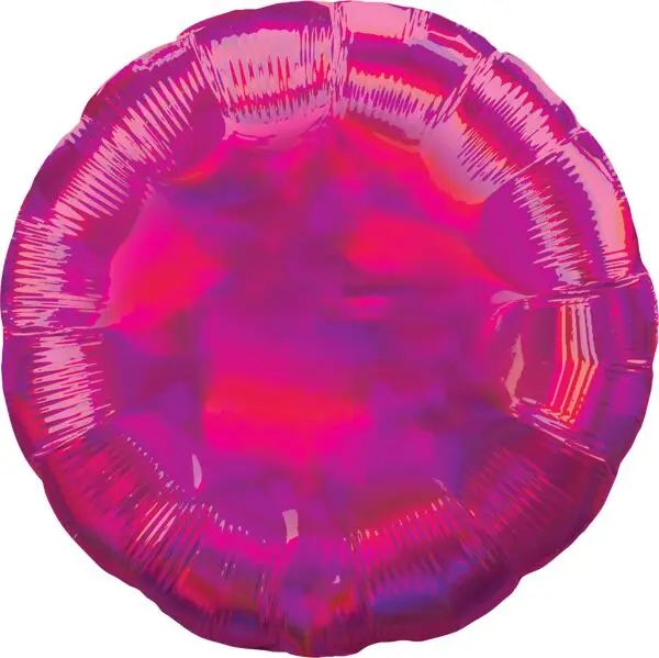 A shiny round foil balloon with a pink and purple gradient.