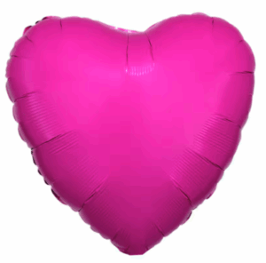 Bright pink heart-shaped balloon floating.