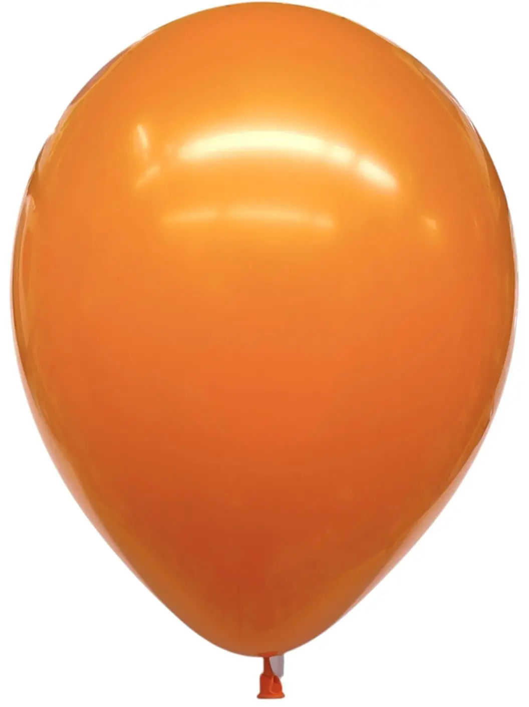 A shiny orange balloon filled with air.