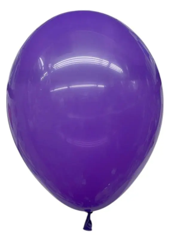 A shiny purple balloon floating against a white background.