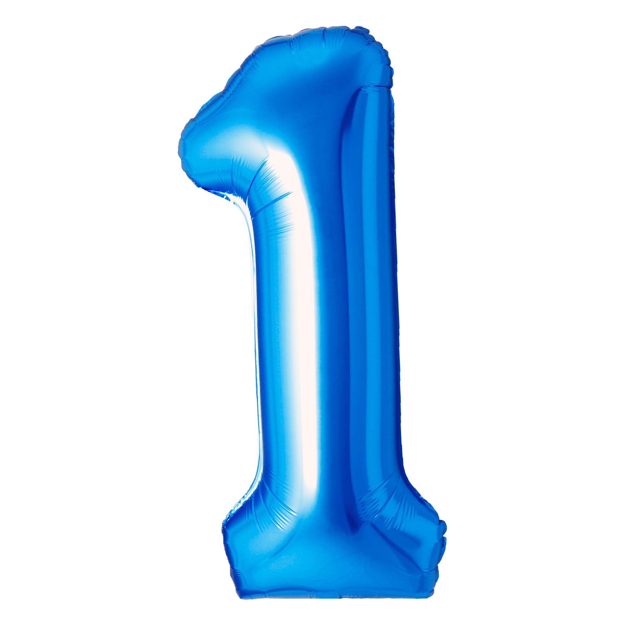 Blue balloon shaped like the number one.