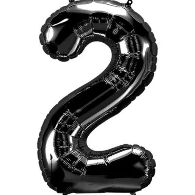 Shiny black number two foil balloon