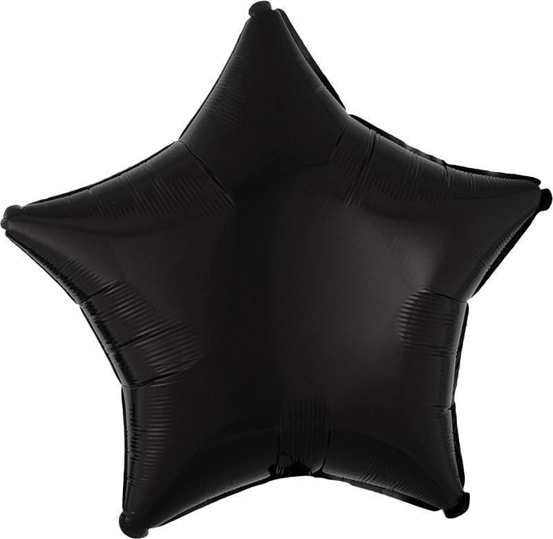 A black star-shaped balloon with a shiny surface.