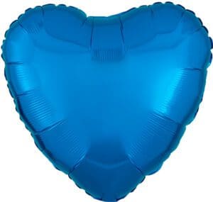 Blue heart-shaped balloon with a shiny surface.