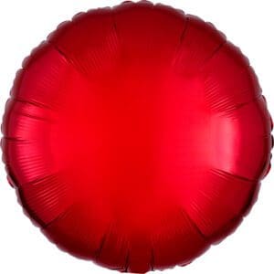A shiny red round balloon with a metallic finish.