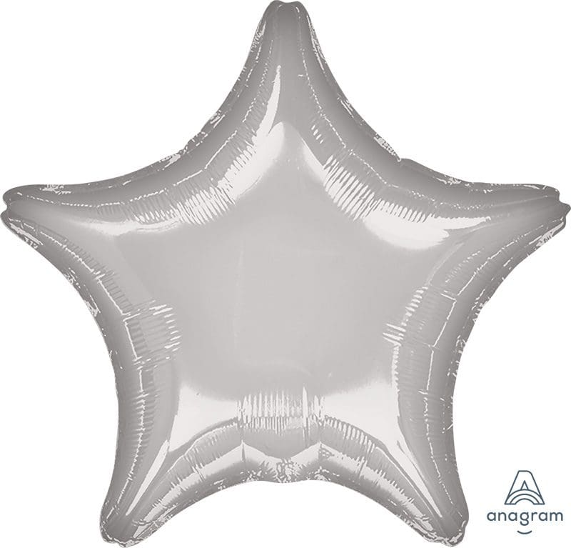A silver star-shaped foil balloon.