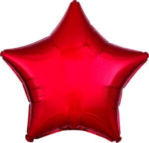 A shiny red star-shaped balloon.