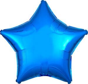 A shiny blue star-shaped balloon.