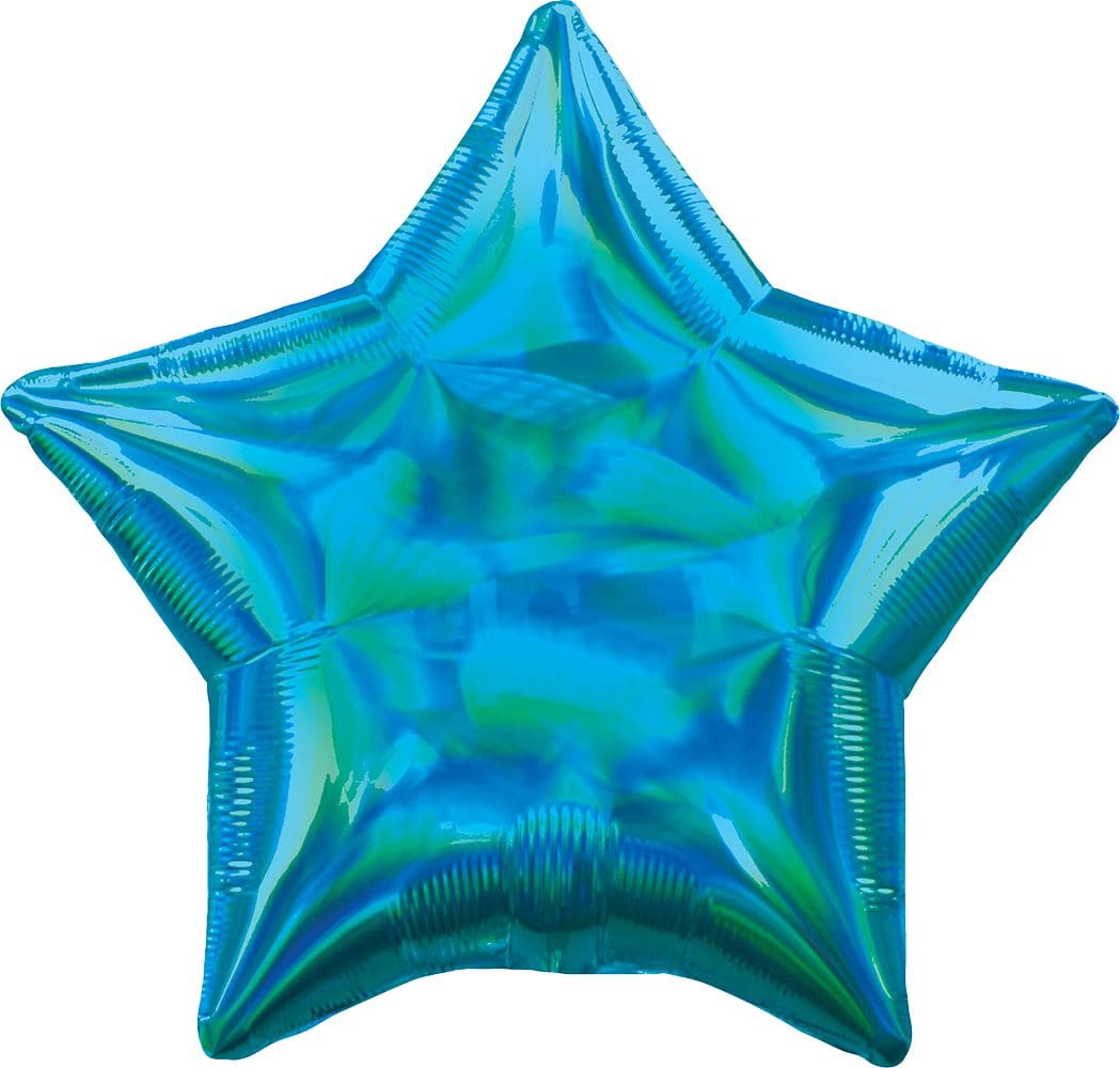 A shiny blue star-shaped balloon.