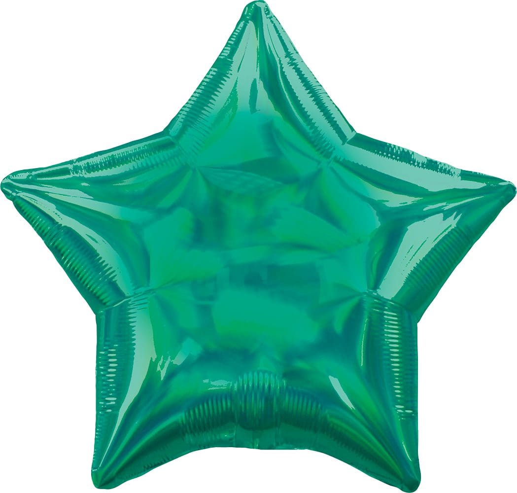 A shiny green star-shaped balloon.