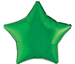 A shiny green star-shaped balloon.