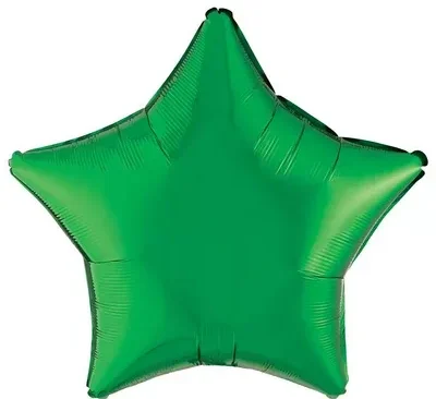 A shiny green star-shaped balloon.