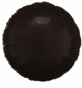 A round black balloon with a shiny surface.