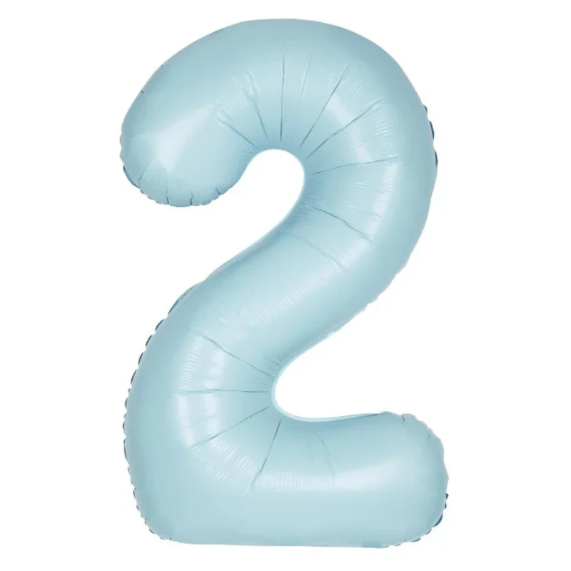 Light blue balloon shaped like the number 2.