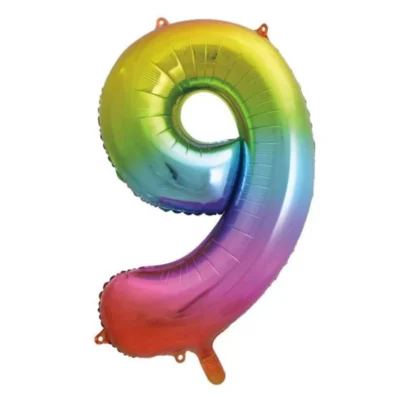 Iridescent number nine foil balloon