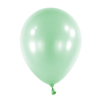 A single green balloon with a tied end.