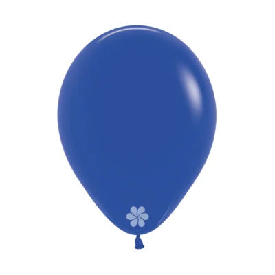 A single blue balloon with a small flower design near the knot.