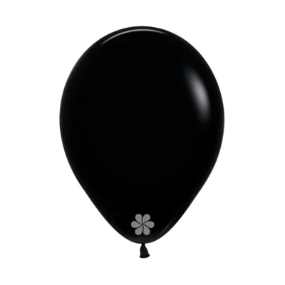 A single black balloon with a tied end.