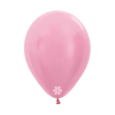Pink balloon with a small white flower design near the bottom.