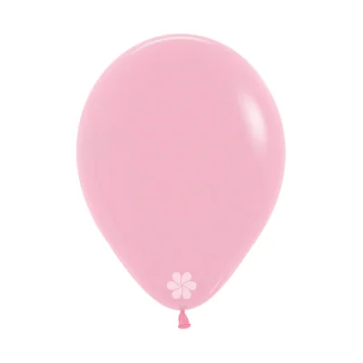 A single pink balloon against a white background.