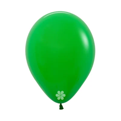 A single green balloon with a small white flower design.