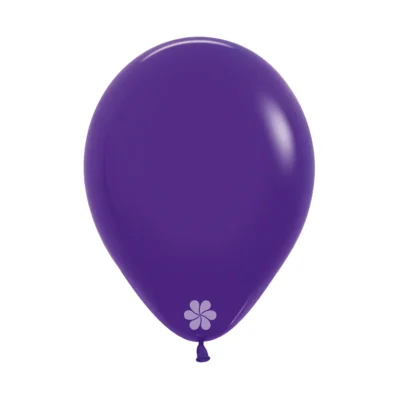 A single purple balloon with a small flower design near the knot.